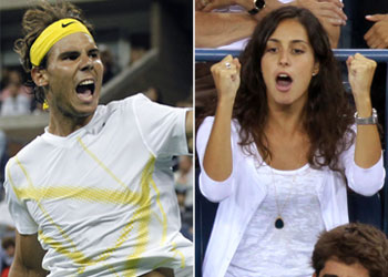 Rafa Nadal y María Francisca Perelló celebran juntos la victoria del tenista en su debut en el Abierto de Estados Unidos