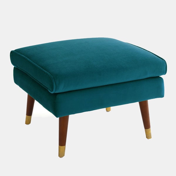 Puf de terciopelo azul