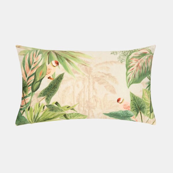 Cojín con motivos tropicales