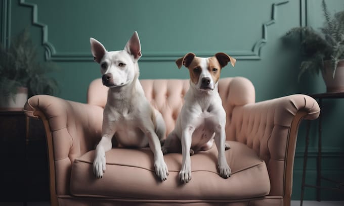 dos perros en el sofá