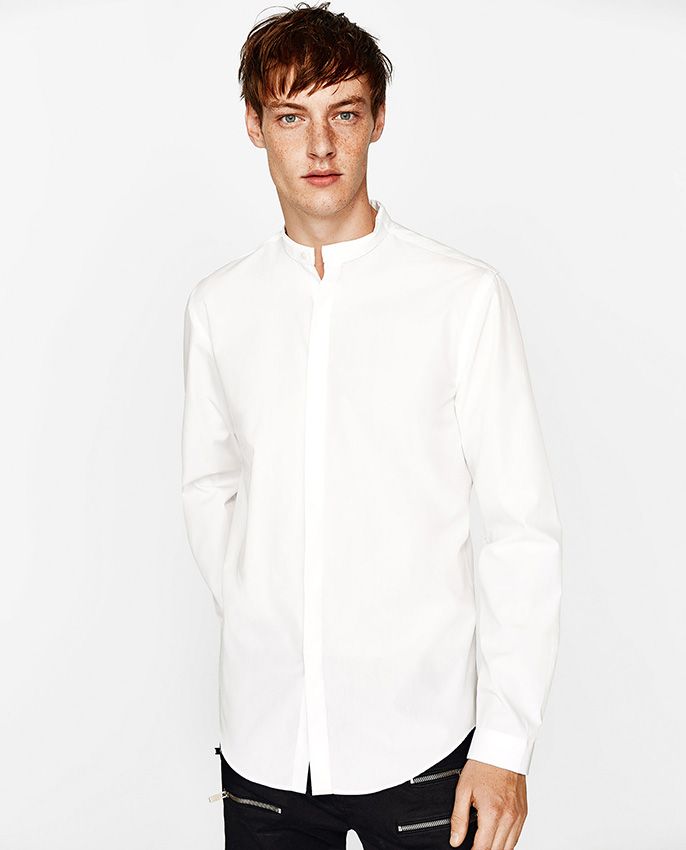 Camisa zara cuello mao online