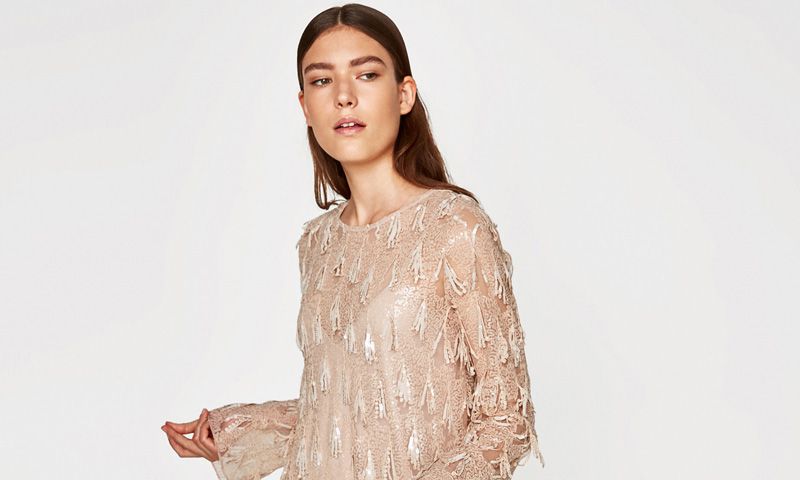 vestido rosa lentejuelas zara