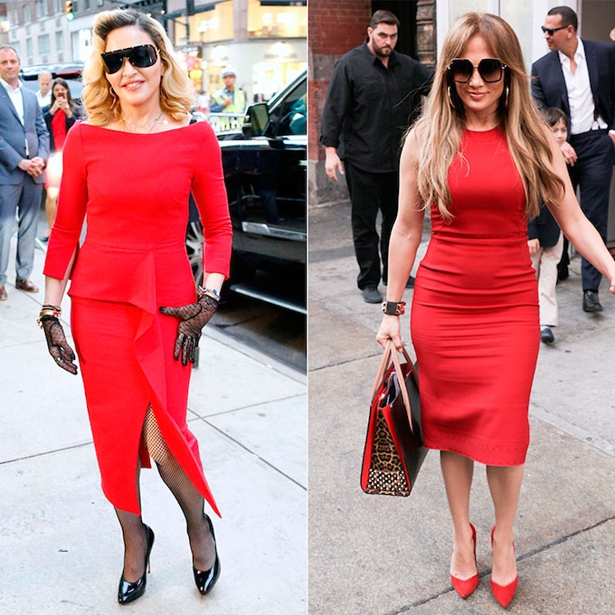 El duelo en rojo entre Madonna y Jennifer Lopez