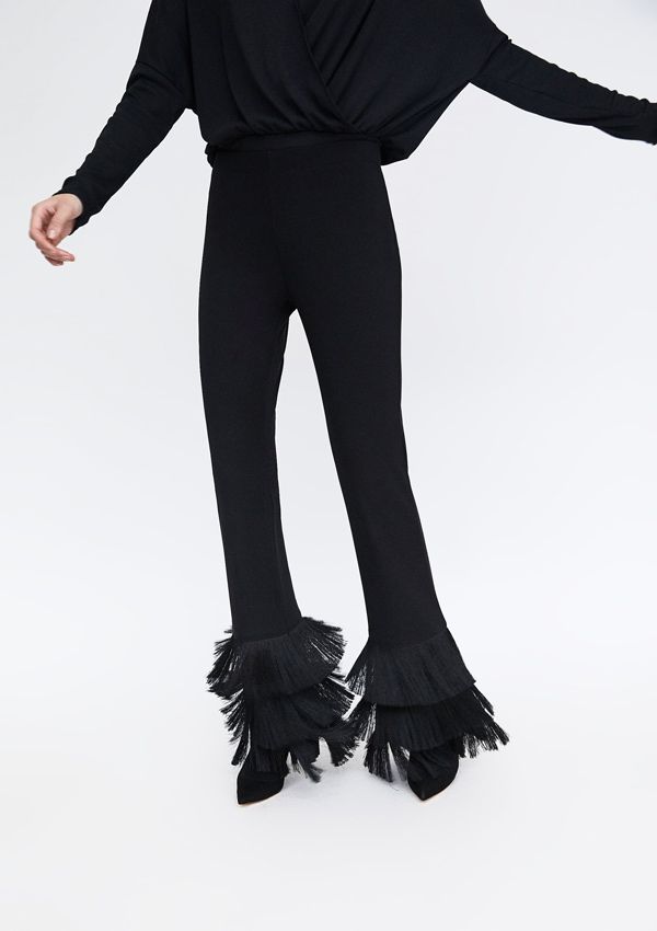 Pantalones de flecos zara outlet