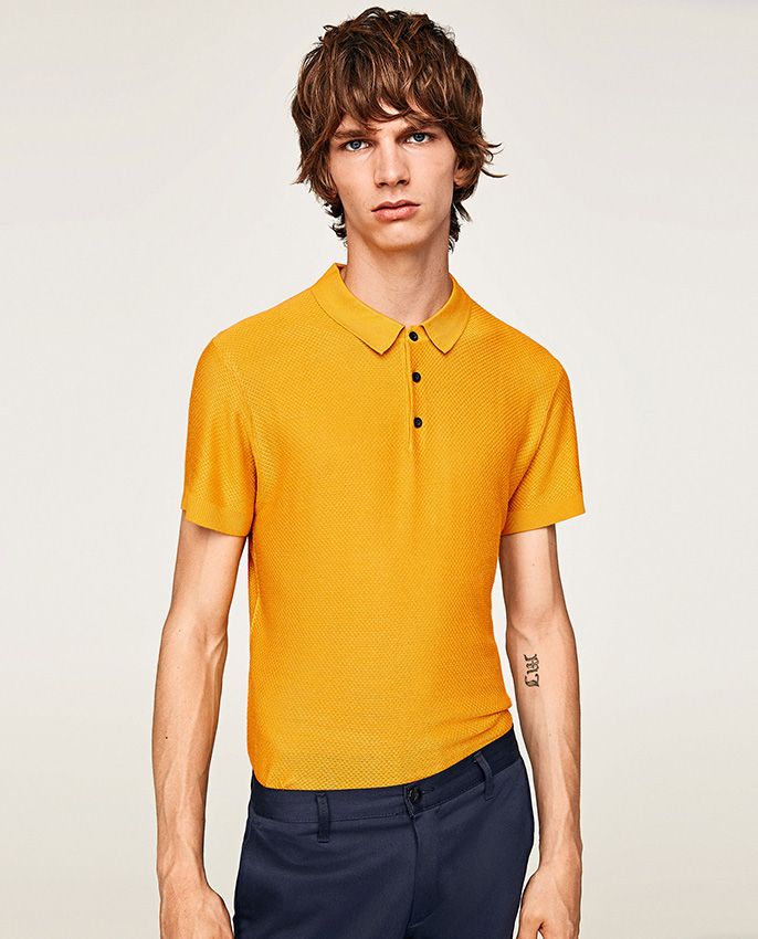 polo negro hombre zara