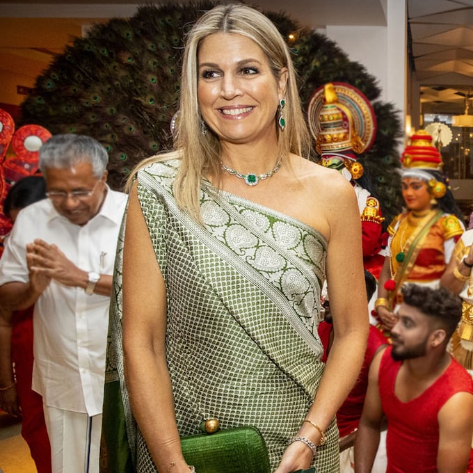 Máxima de Holanda estrena el sari en su viaje a la India