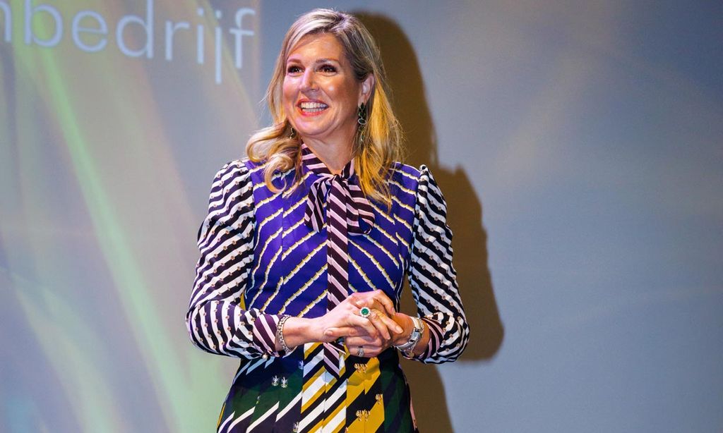 Máxima recupera su vestido-corbata de hace seis años y estrena reloj de 6.000 euros