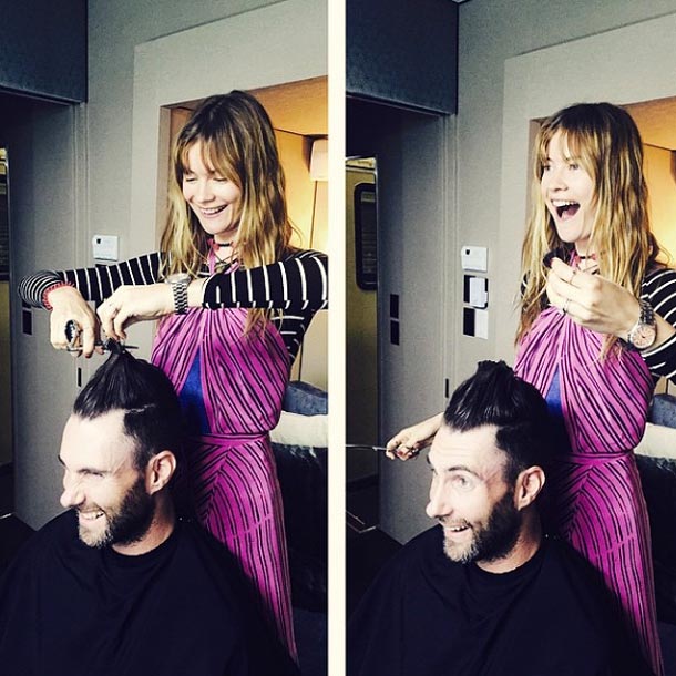 Behati ‘Manostijeras’ le cambia el ‘look’ a su marido, Adam Levine