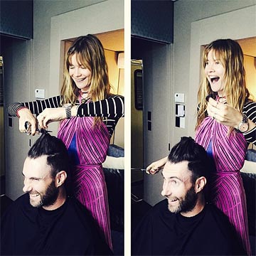 Behati ‘Manostijeras’ le cambia el ‘look’ a su marido, Adam Levine