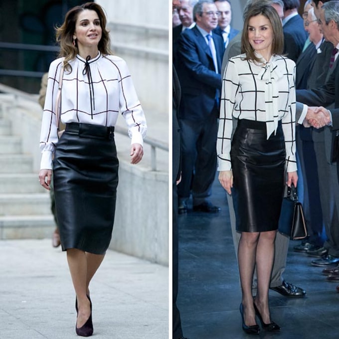 La reina Letizia y su 'look' estilo Rania de Jordania: Encuentra las diferencias (y viste como ellas)