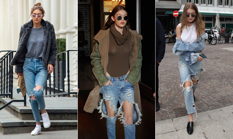 Gigi Hadid y la moda de los romped jeans