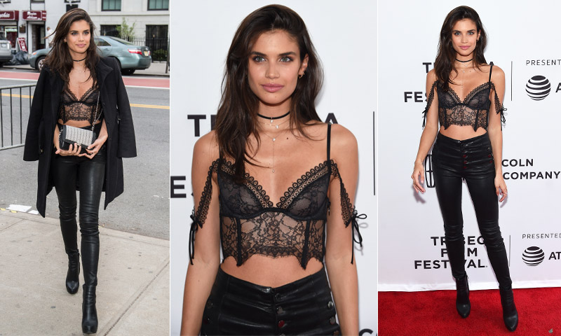 Sara Sampaio y la combinación más 'hot': pantalones de piel + corsé