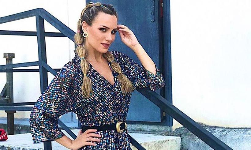 Edurne brilla con su último look premamá: un minivestido de lentejuelas y sandalias de taconazo