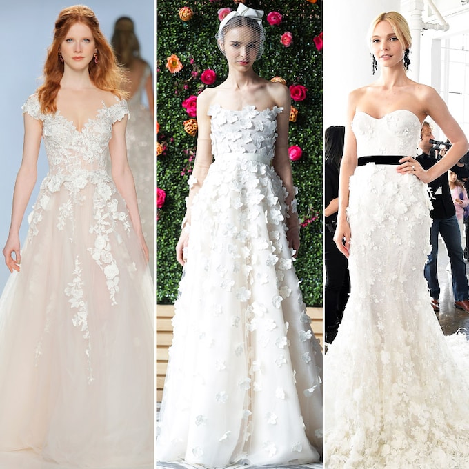 Vestidos de novia 2018: Flores en 3D, romanticismo en estado puro