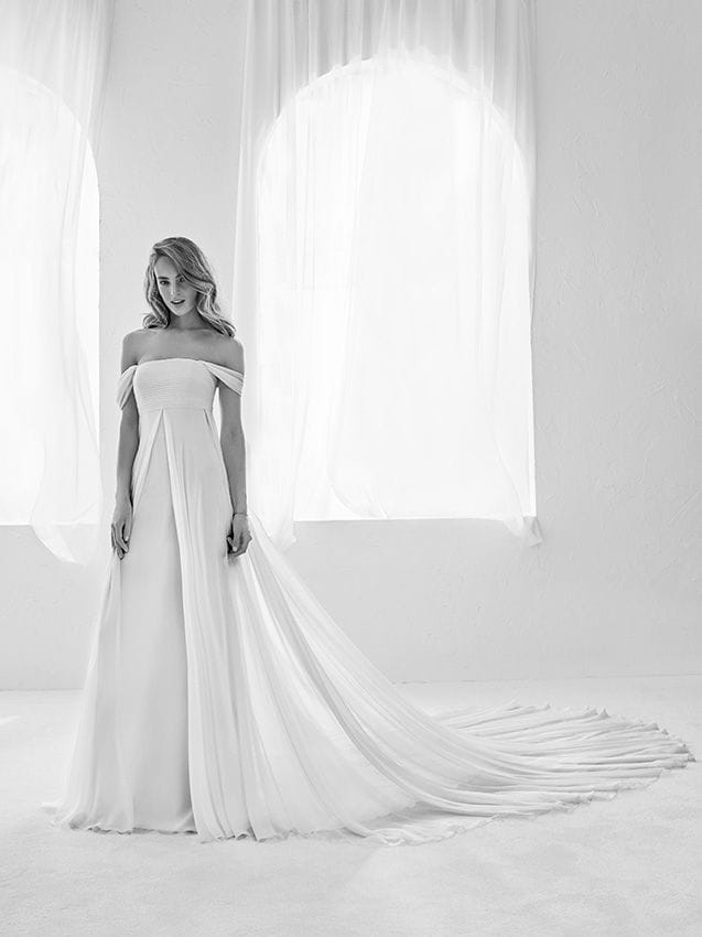 los mejores vestidos de pronovias con corte evasé te van a encantar