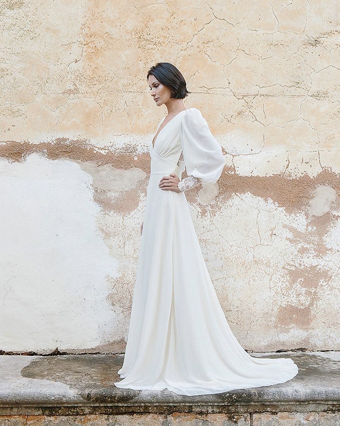 Vestido novia manga abullonada Clearance