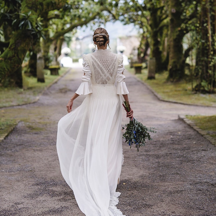 Un vestido sostenible y desmontable para la boda de María en Asturias