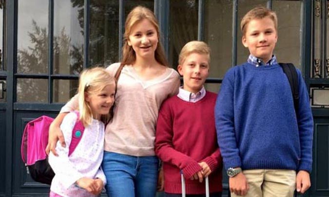 ¡Sonrisas y nervios! Los hijos de los Reyes de Bélgica regresan al cole