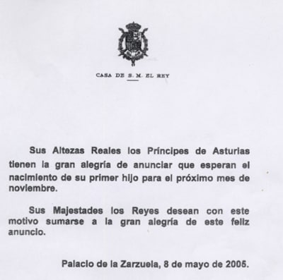 Los Príncipes de Asturias esperan su primer hijo