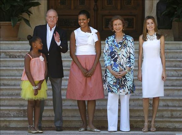 Los Reyes, la Princesa de Asturias, Michelle Obama y su hija Sasha
