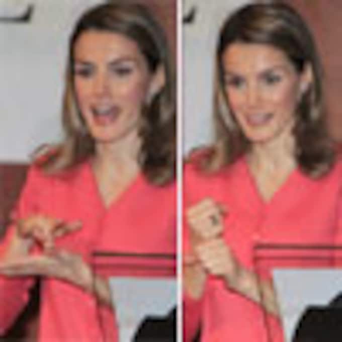 La princesa de Asturias utiliza el lenguaje de los signos durante un discurso
