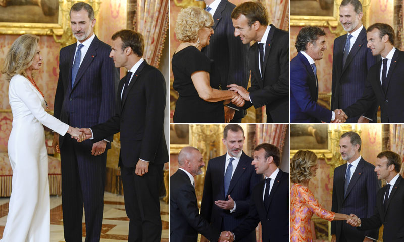 El encuentro de Felipe VI y Emmanuel Macron en el Palacio Real: exprés, pero con honores