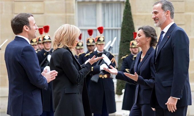 Los Reyes Felipe y Letizia co los Macron 