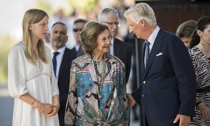 La reina Sofía junto a Felipe de Bélgica y su hija Eleonore