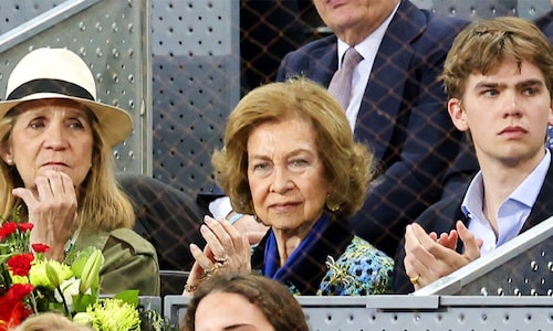 La reina Sofía, junto a la infanta Elena, Victoria de Marichalar y Miguel Urdangarin, disfrutan de la final del Mutua Madrid Open