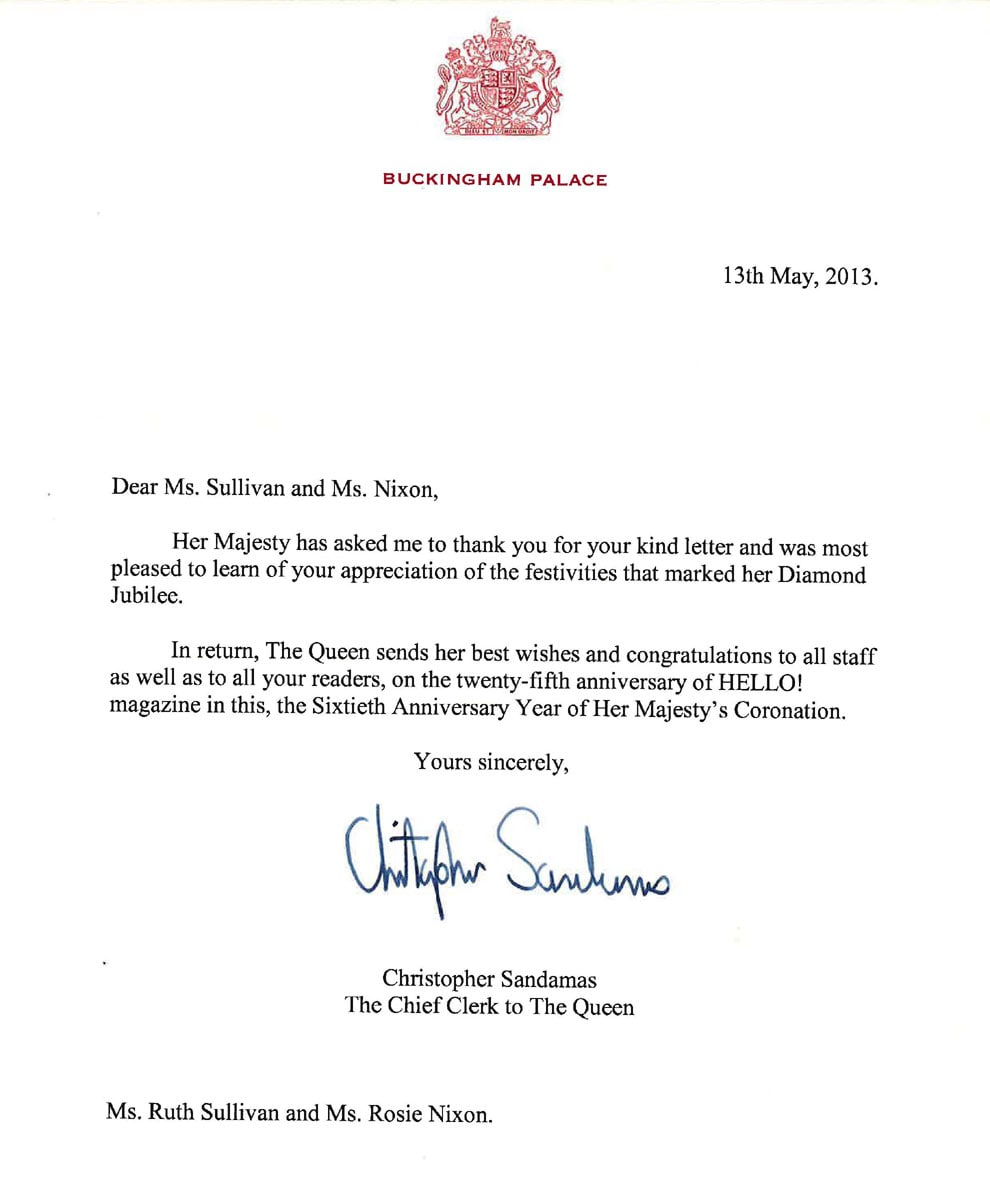 La reina Isabel felicita a 'Hello!' en su 25º aniversario