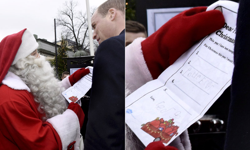 ¡Misión en Finlandia! El príncipe Guillermo entrega a Papá Noel la carta de George