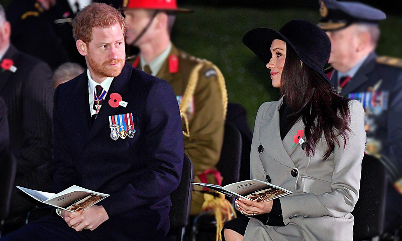 Príncipe Harry y Meghan Markle, en el acto conmemorativo del Día de Anzac