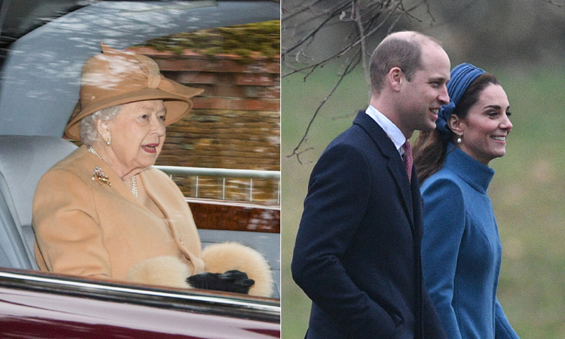 Los Duques de Cambridge se unen a Isabel II en la misa de Sandringham