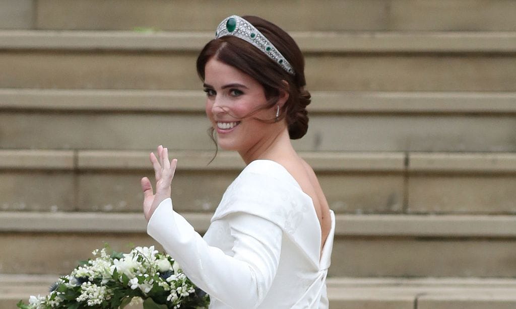 La princesa Eugenia, en la exposición de su vestido de novia