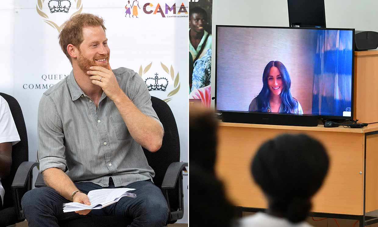 Una duquesa vía Skype: Meghan Markle se une la visita del príncipe Harry en Malawi desde Johannesburgo