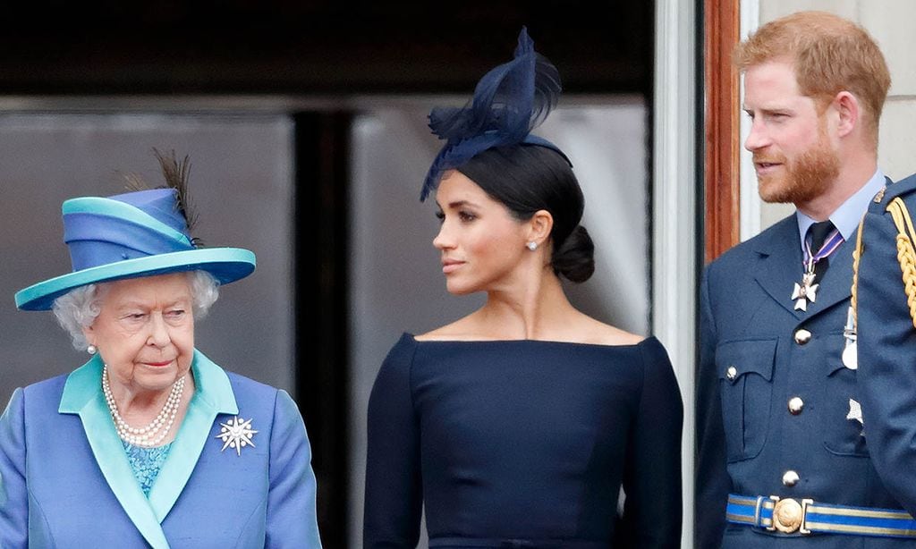 Isabel II, Meghan Markle y príncipe Harry