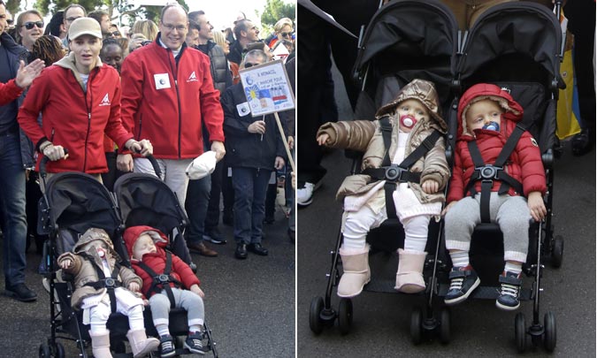 Los príncipes Alberto y Charlene recorren con sus hijos las calles de Mónaco