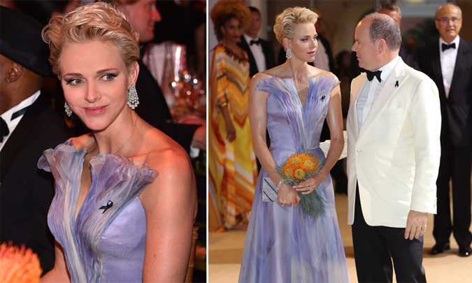 La princesa Charlene, 'glamour' de ensueño en la noche de verano más solidaria en Mónaco