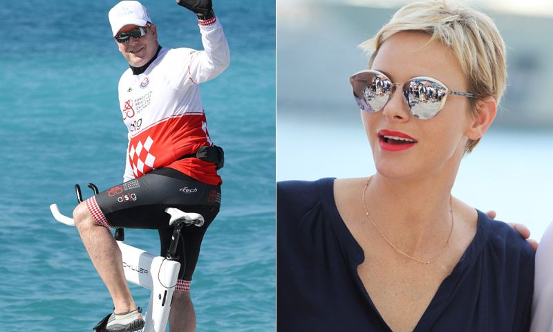 Alberto de Mónaco, al agua y en bicicleta por la princesa Charlene
