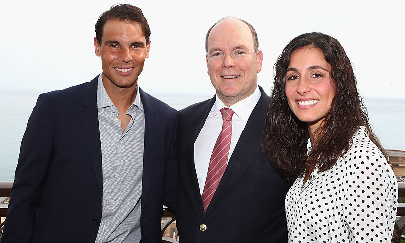 Rafa Nadal y Meri Perelló en la suite del tenista en Mónaco con el príncipe Alberto 