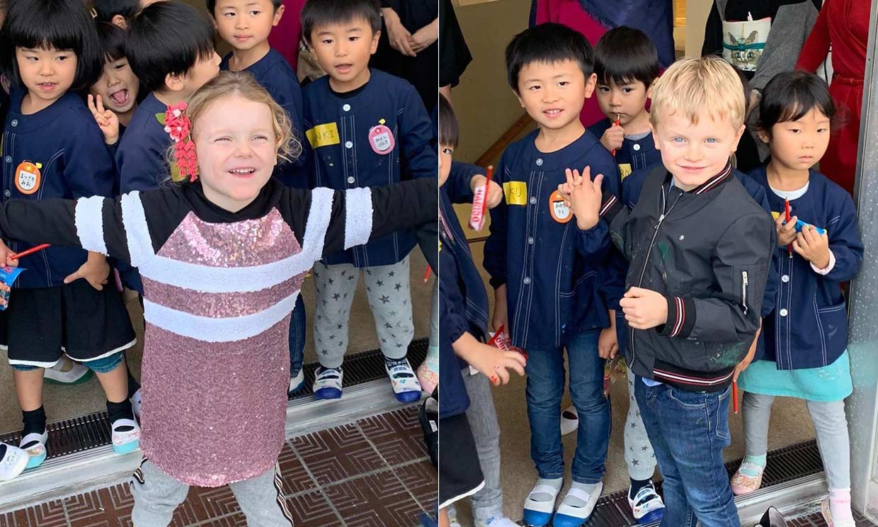 '¡Konnichiwa!' Jacques y Gabriella de Mónaco, dos alumnos aplicados en una escuela de Japón