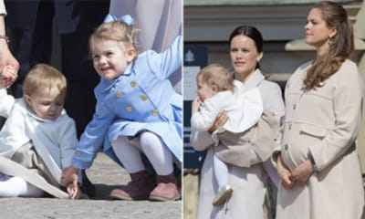 Sofía Hellqvist practica como mamá con su futura sobrina la princesa Leonore