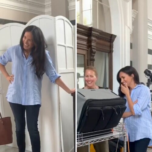 Meghan Markle is full of smiles and hugs in behind-the-scenes video from fashion shoot