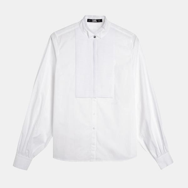 Camisa blanca de popelín de Karl Lagerfeld x Olivia Palermo