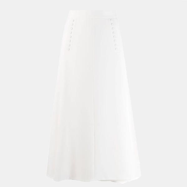 Falda blanca de largura 'midi'