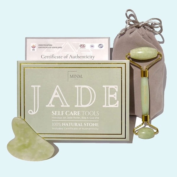 Rodillo de Jade y Gua Sha Certificado Auténtico 100% Natural