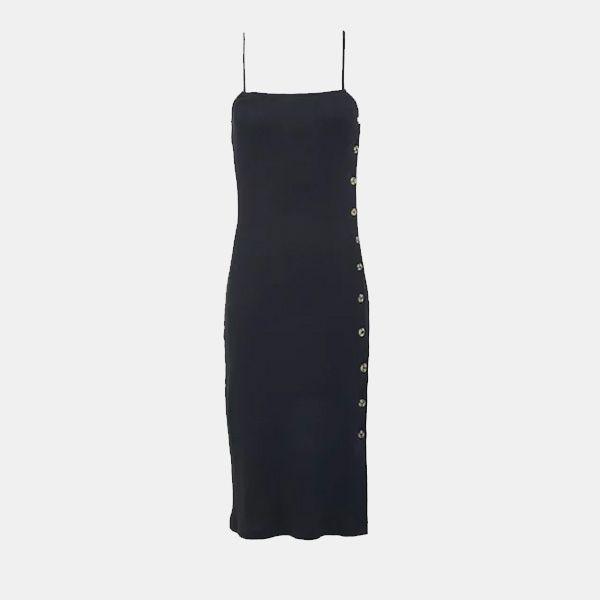 Vestido negro con botones laterales