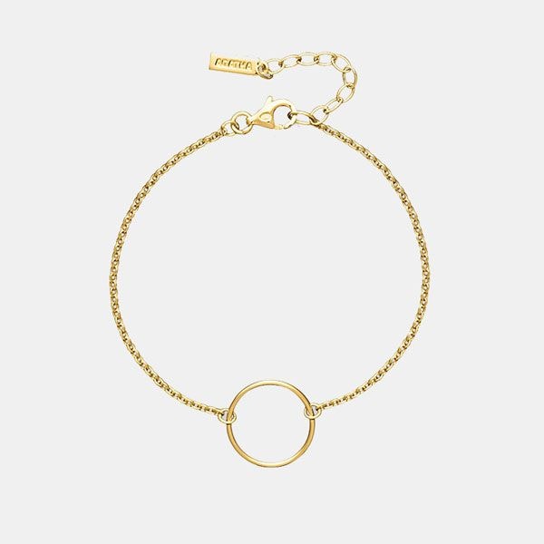 Pulsera dorada con detalle circular