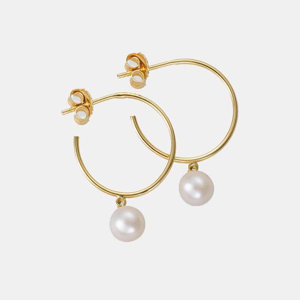 Pendientes de aro con perla