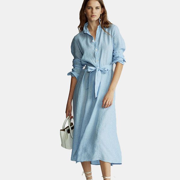 Vestido camisero de lino